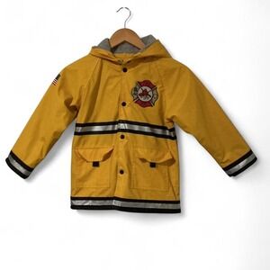 Yellow and black firefighter raincoat with hood #kidcore #rave